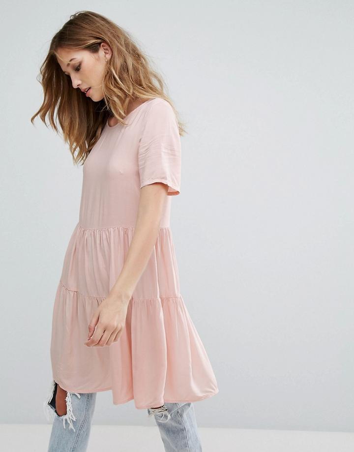 Vero Moda Tiered Smock Dress - Pink