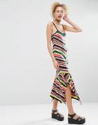 Asos Cami Dress In Knitted Chevron Stripe - Multi