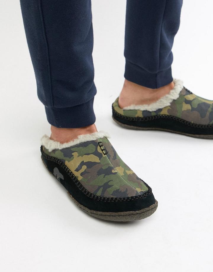 Sorel Falcon Ridge Slippers In Camo - Green