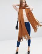 Asos Long Tassel Scarf In Supersoft Knit - Multi