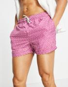New Look Geo Print Swim Shorts In Pink