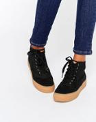 Keds Platform Hi Top Canvas Trainers With Gum Sole - Navy