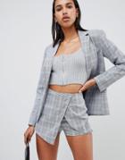 Parallel Lines Wrap Front Skort In Check Two-piece - Multi