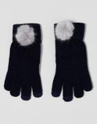 7x Faux Fur Smart Touch Gloves - Navy