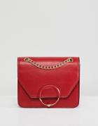 Asos Design Ring And Ball Cross Body Bag With Chain Strap - Red