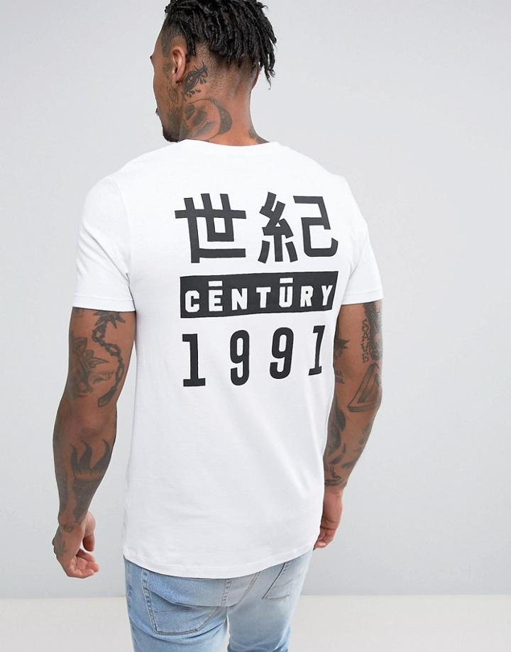 Asos Muscle T-shirt With Century Back Print In White - White
