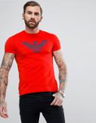 Emporio Armani Crew Neck Large Eagle Logo T-shirt In Red - Red