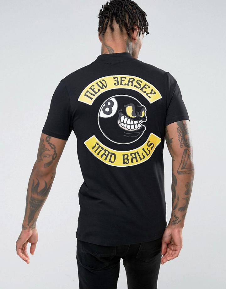 Asos Muscle T-shirt With New Jersey Bowling Back And Chest Print - Black