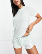 Calvin Klein Ck One Recycled Logo Detail T-shirt And Short Set In Aqua-blues