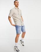 Only & Sons Short Sleeve Linen Blend Shirt In Beige-neutral