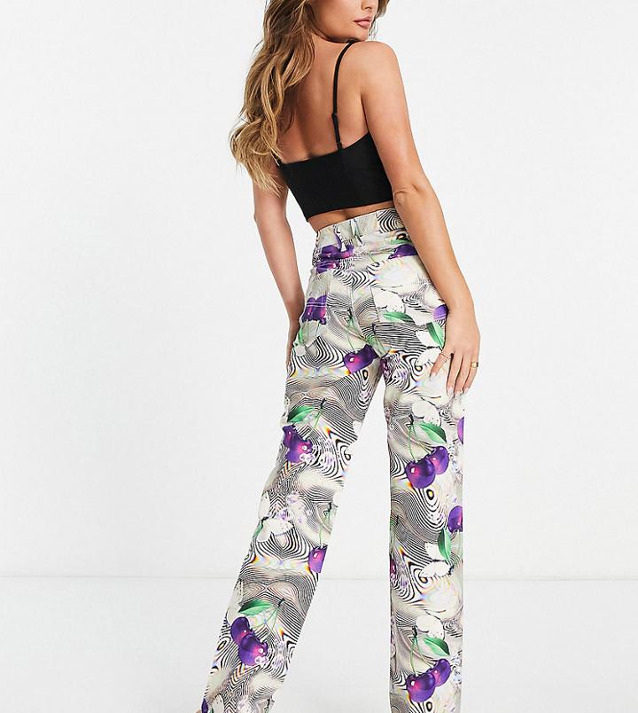 Collusion X005 Straight Leg Bright Printed Jeans In Multi