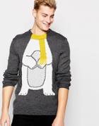 Asos Holidays Sweater With Polar Bear Body - Gray