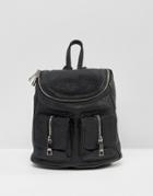 Asos Mini Backpack With Zip Pocket Detail - Black