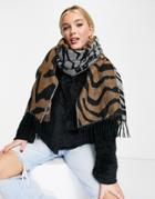 Boardmans Tiger Print Scarf In Tan-brown