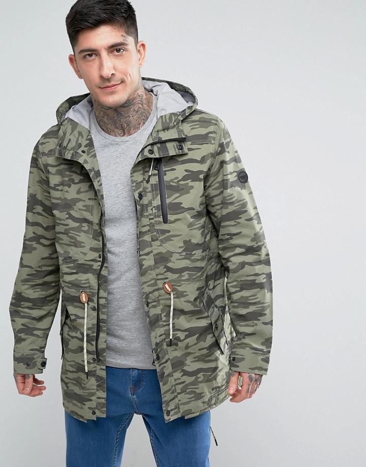 Parka London Taped Seam Camo Print Parka - Green
