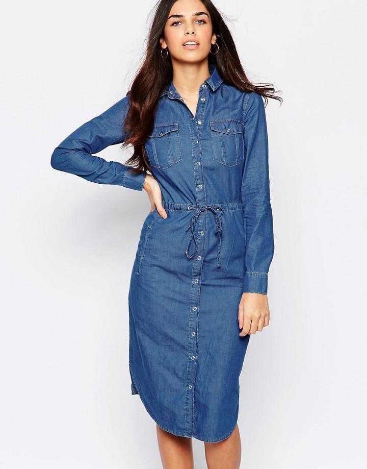 Warehouse Denim Shirt Dress - Blue