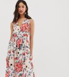Parisian Tall Wrap Front Floral Border Print Maxi Dress-multi