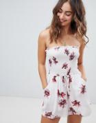 Band Of Gypsies Bandeau Floral Romper - White