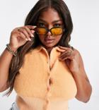 Collusion Plus Mixed Knit Tank In Peach-orange