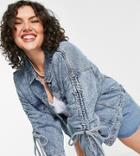 Brave Soul Plus Laila Gathered Sleeve Denim Jacket-blues