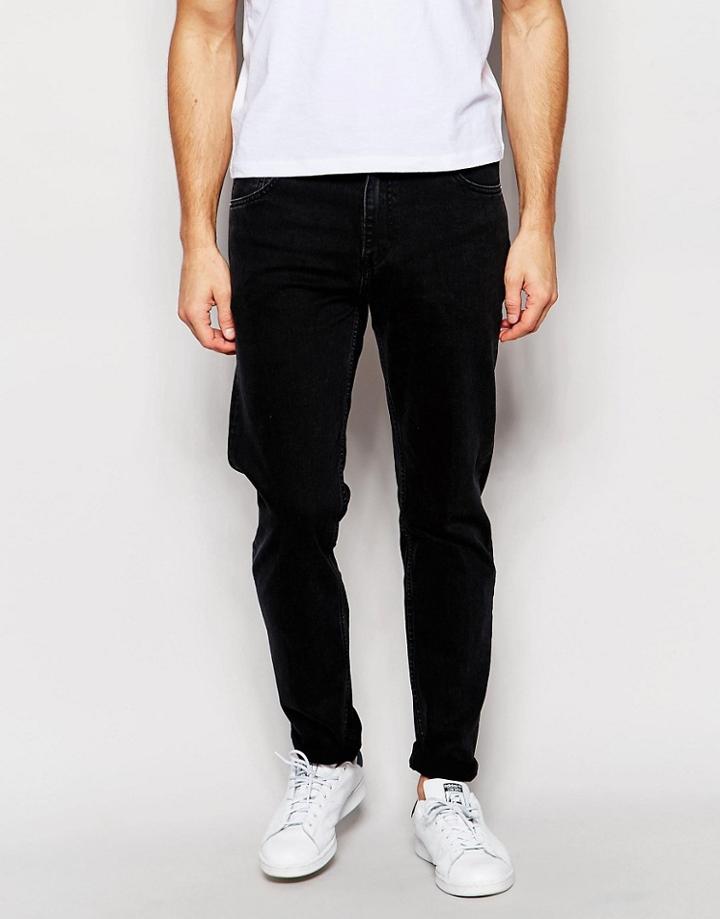 Weekday Sunday Drop Crotch Tapered Jeans In Tuned Black - Black