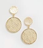 South Beach Woven Straw Earrings - Gold