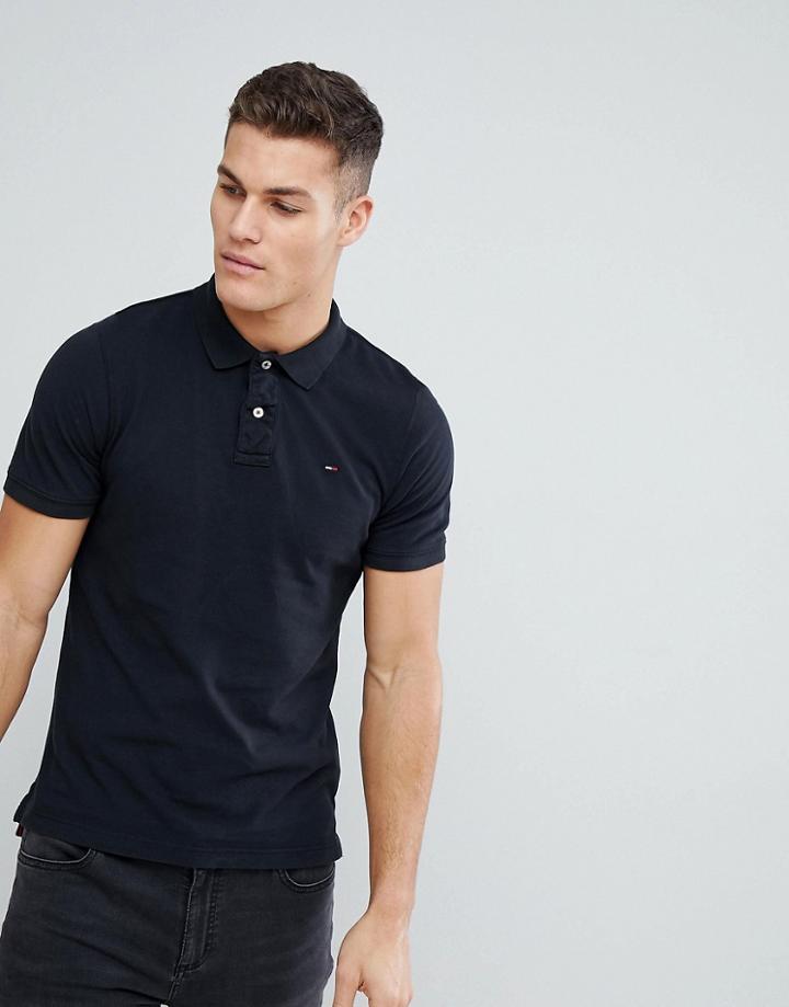 Tommy Hilfiger Denim Polo With Flag Logo - Black