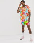 Asos Design Two-piece Slim Shorter Shorts In Tie Dye Print - Yellow