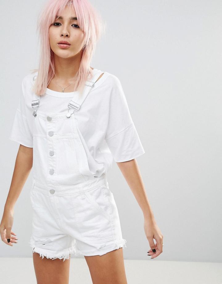 Blank Nyc White Denim Short Overall's - White
