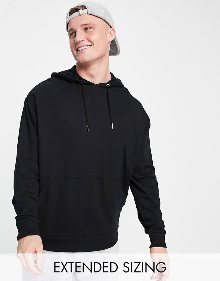 Asos Design Lightweight Oversized Hoodie In Black - Black