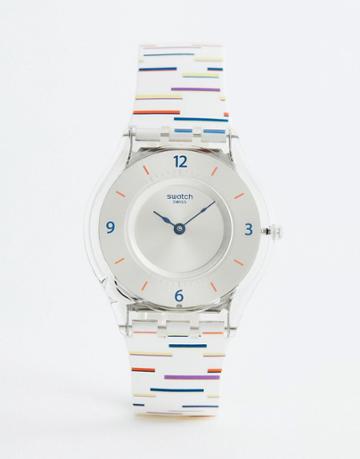 Swatch Sfe108 Skin Thin Liner Watch In White - Multi