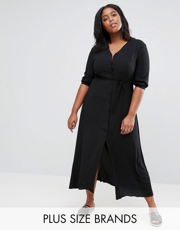 Alice & You Maxi Tea Dress With 3/4 Sleeves - Black