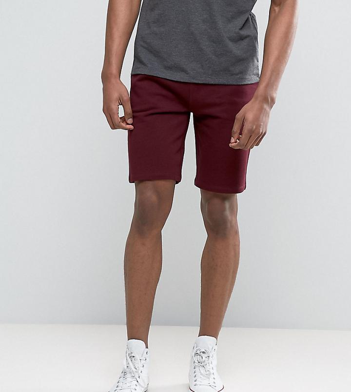 Asos Tall Jersey Skinny Shorts In Burgundy - Red