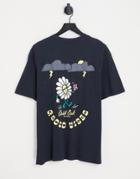 Only & Sons Oversized T-shirt With Good Vibes Back Print In Navy