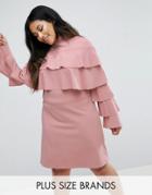 Club L Ruffle Layer Detail Dress - Pink