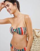 Prettylittlething Striped Bandeau Bikini Top - Multi