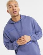 Asos Design Set Oversized Hoodie With Graffiti Print-blue