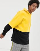 Asos Design Oversized Hoodie With Double Layer Sleeve And Hem In Yellow