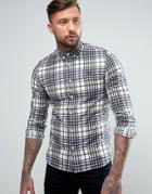 Fred Perry Slim Twill Check Shirt Buttondown In White - White