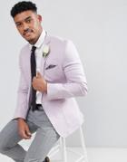 Asos Design Wedding Super Skinny Blazer In Lilac Cotton - Purple