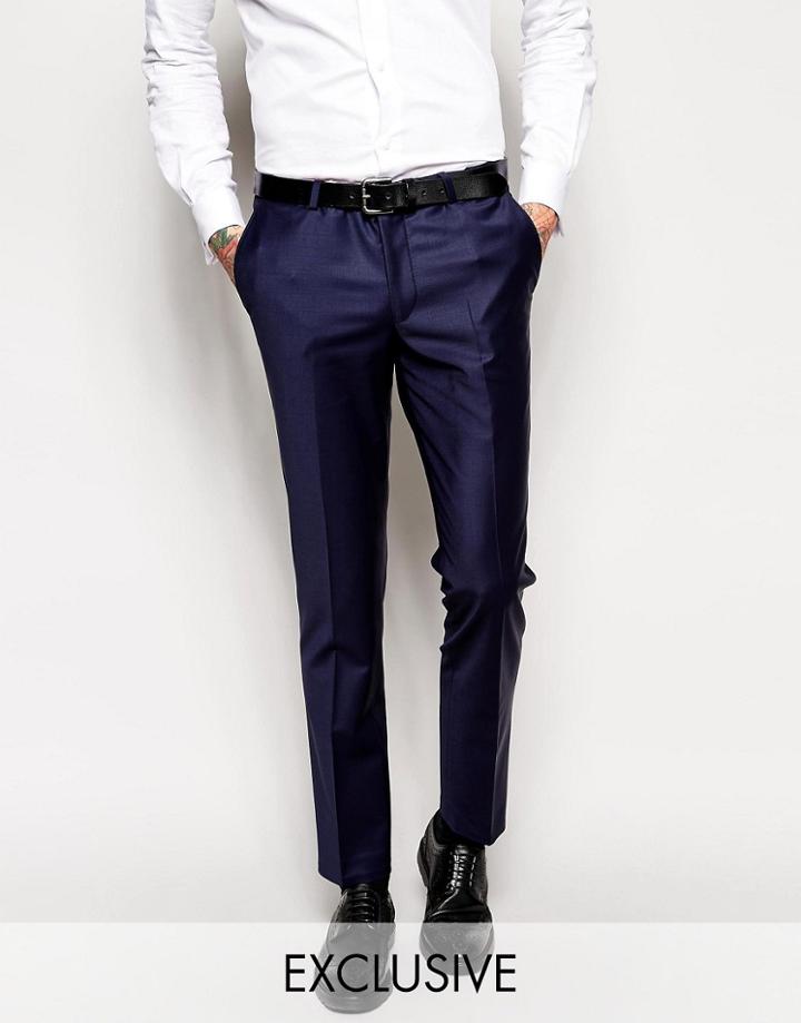 Noose & Monkey Suit Pants With Stretch In Super Skinny Fit - Blue