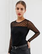 Noisy May Dipy Mesh Long Sleeved Top - Black