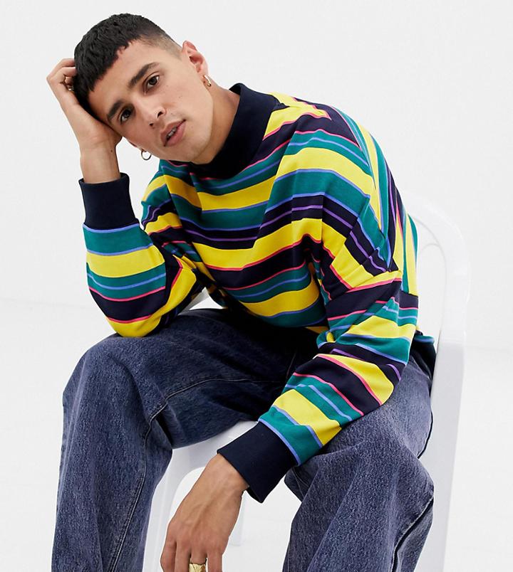 Collusion Striped High Neck Sweatshirt - Multi