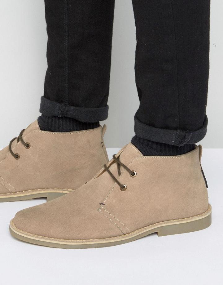 Ben Sherman Mocam Desert Boots In Beige Suede - Beige