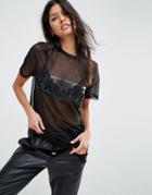 Asos T-shirt In Mesh With Exposed Print - Black