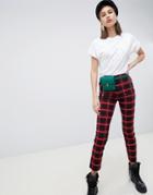 Mango Red Check Peg Pants - Red