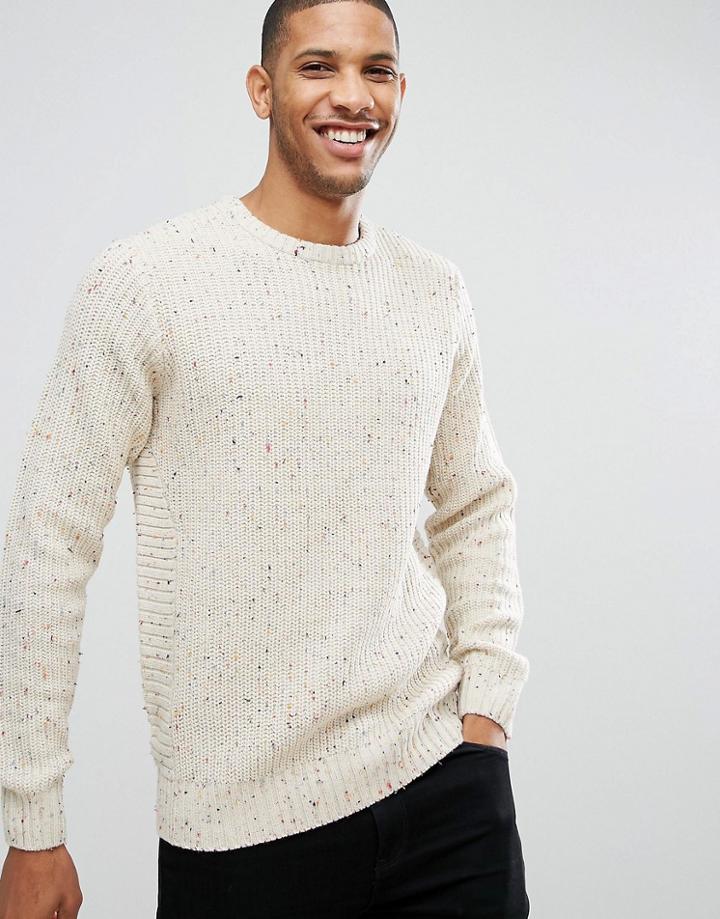 D-struct Crew Neck Nep Sweater - White
