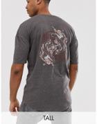 Le Breve Tall Kung Fu Back Print T-shirt-gray