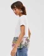 River Island T-shirt With Contrast Peplum In White