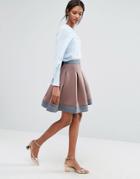 Closet Contrast Pleat Scuba Skirt - Multi